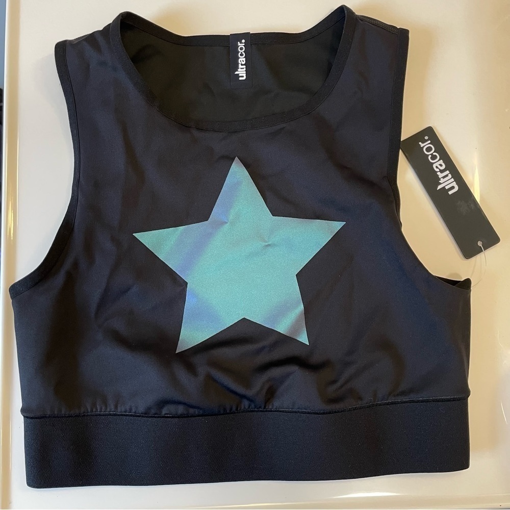 Ultracor Lux Essential Star Knockout Level Crop Top Nero Moonlight XS NWT